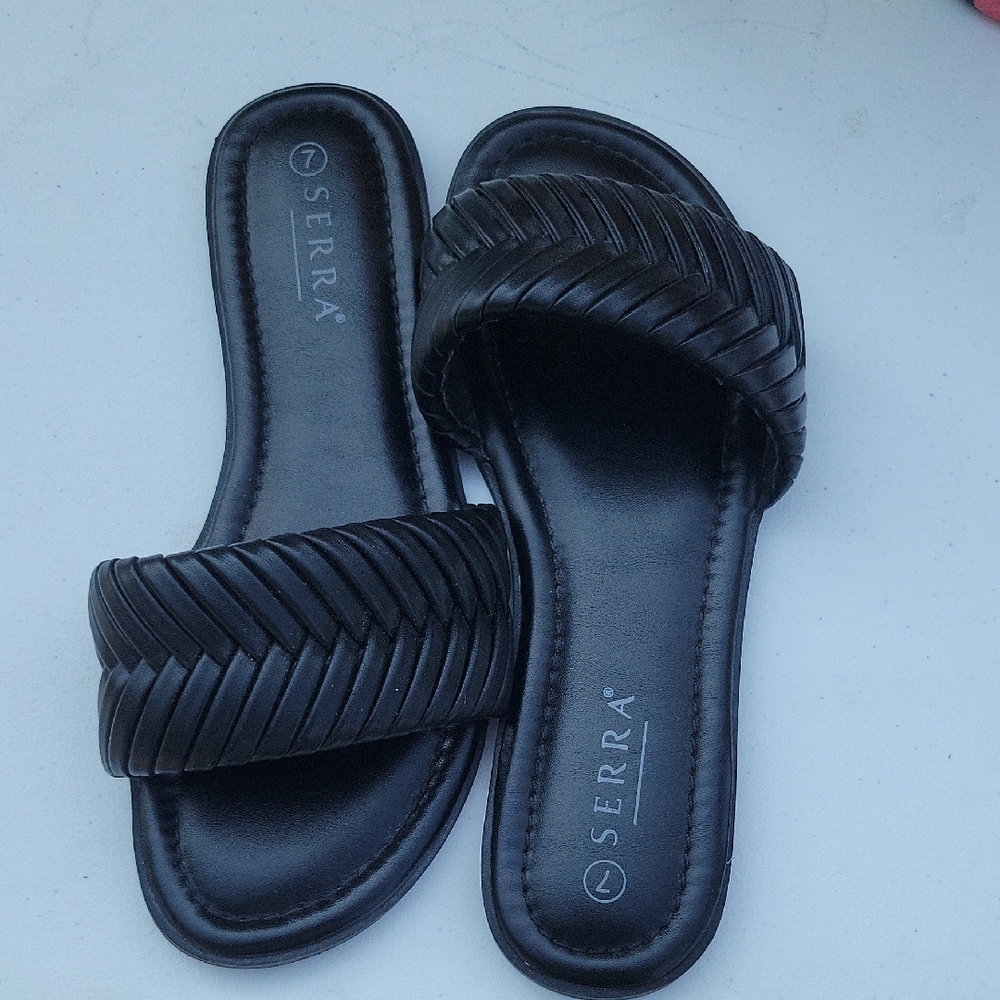 Serra Women's Black Braided Slide Sandals
